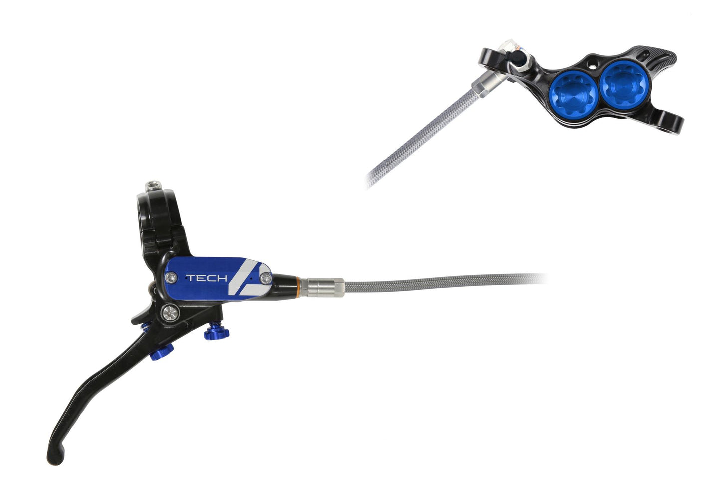 Hope Tech 4 E4 Disc Brake-Right-Black / Blue-Braided-BRINK