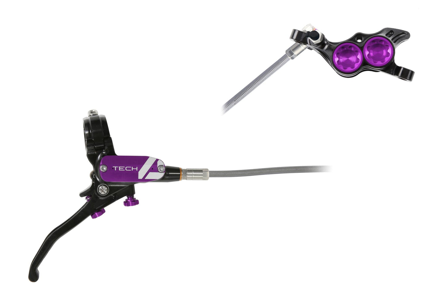 Hope Tech 4 E4 Disc Brake-Right-Black / Purple-Braided-BRINK
