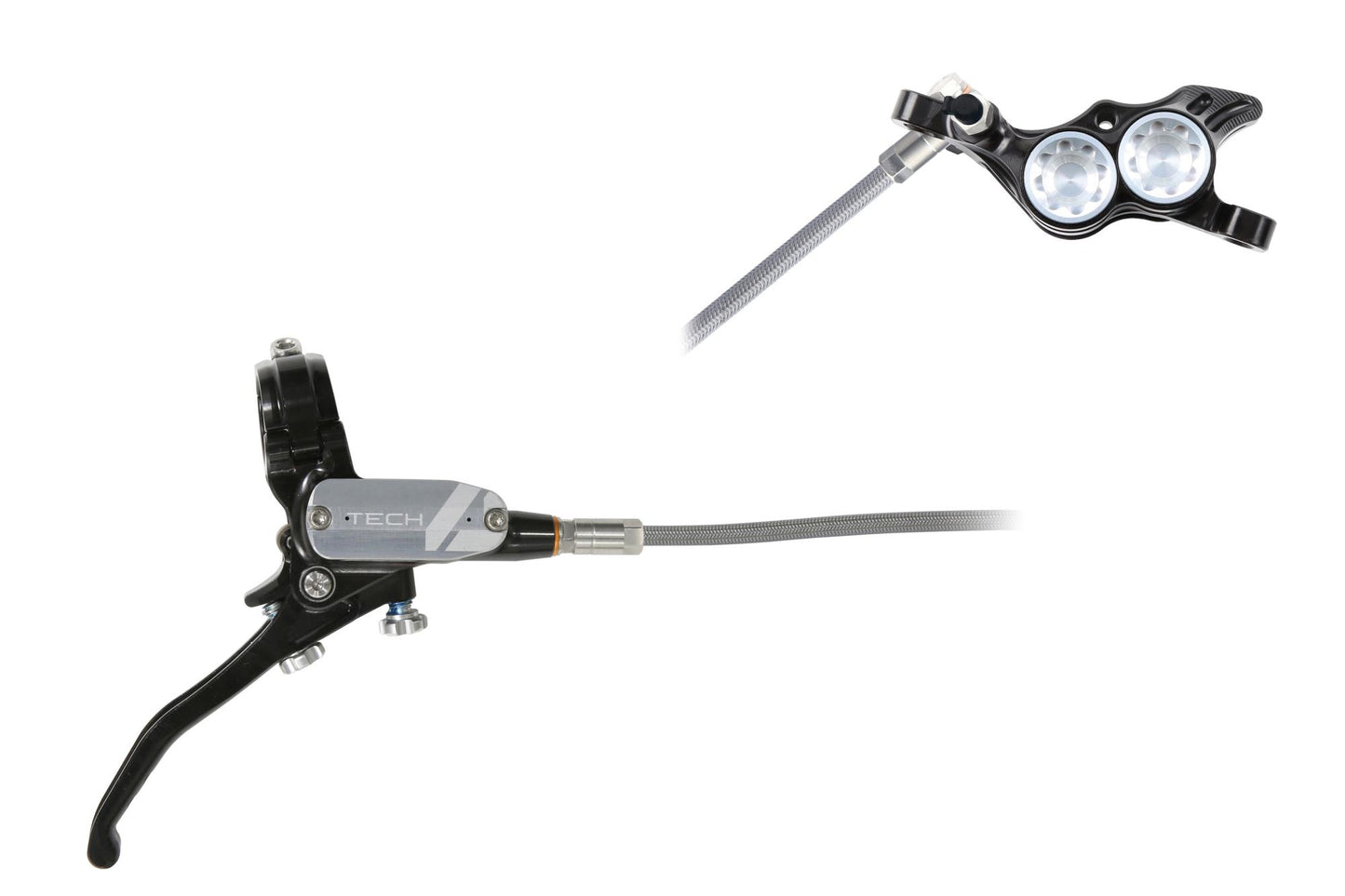 Hope Tech 4 E4 Disc Brake-Right-Black / Silver-Braided-BRINK