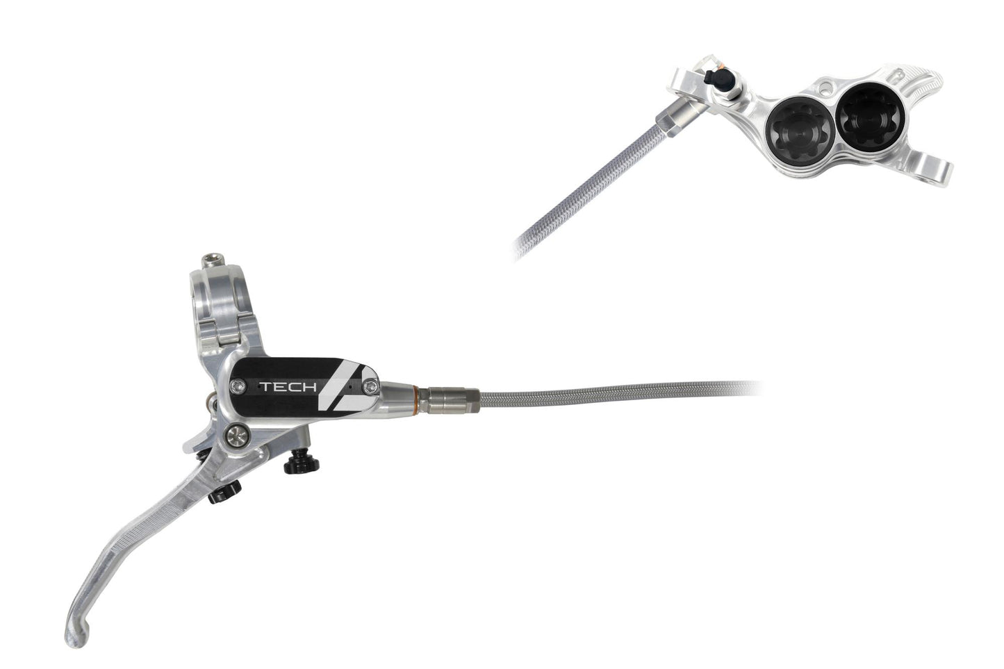 Hope Tech 4 E4 Disc Brake-Right-Silver / Black-Braided-BRINK
