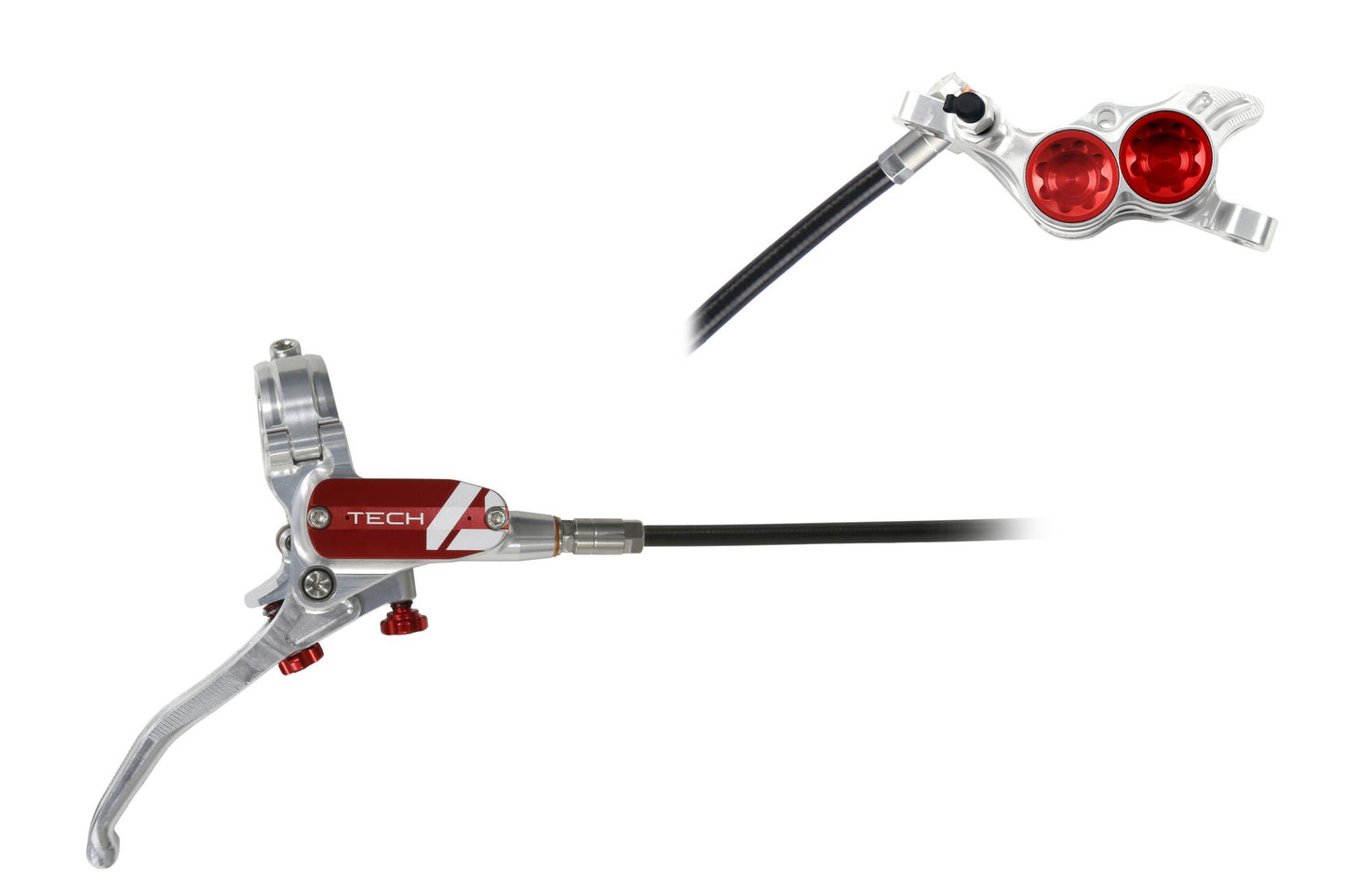 Hope Tech 4 E4 Disc Brake-Right-Silver / Red-Standard-BRINK
