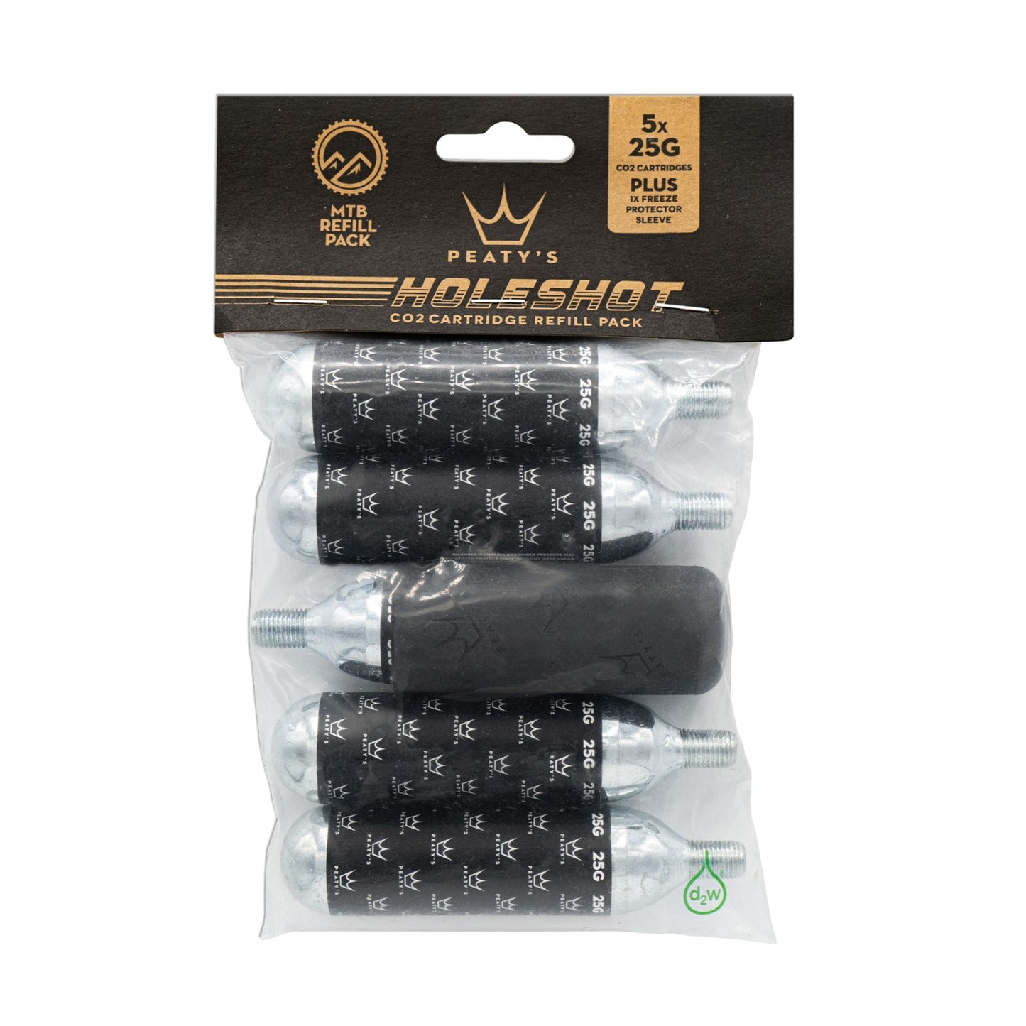 Peatys Holeshot CO2 Cartridge Refill Pack-MTB - 5 x 25g-BRINK
