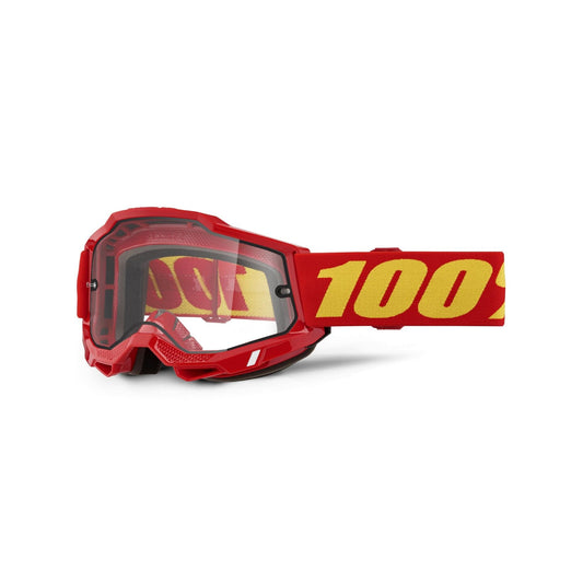 100% Accuri 2 Enduro MTB Goggles-Red-Clear Lens-BRINK