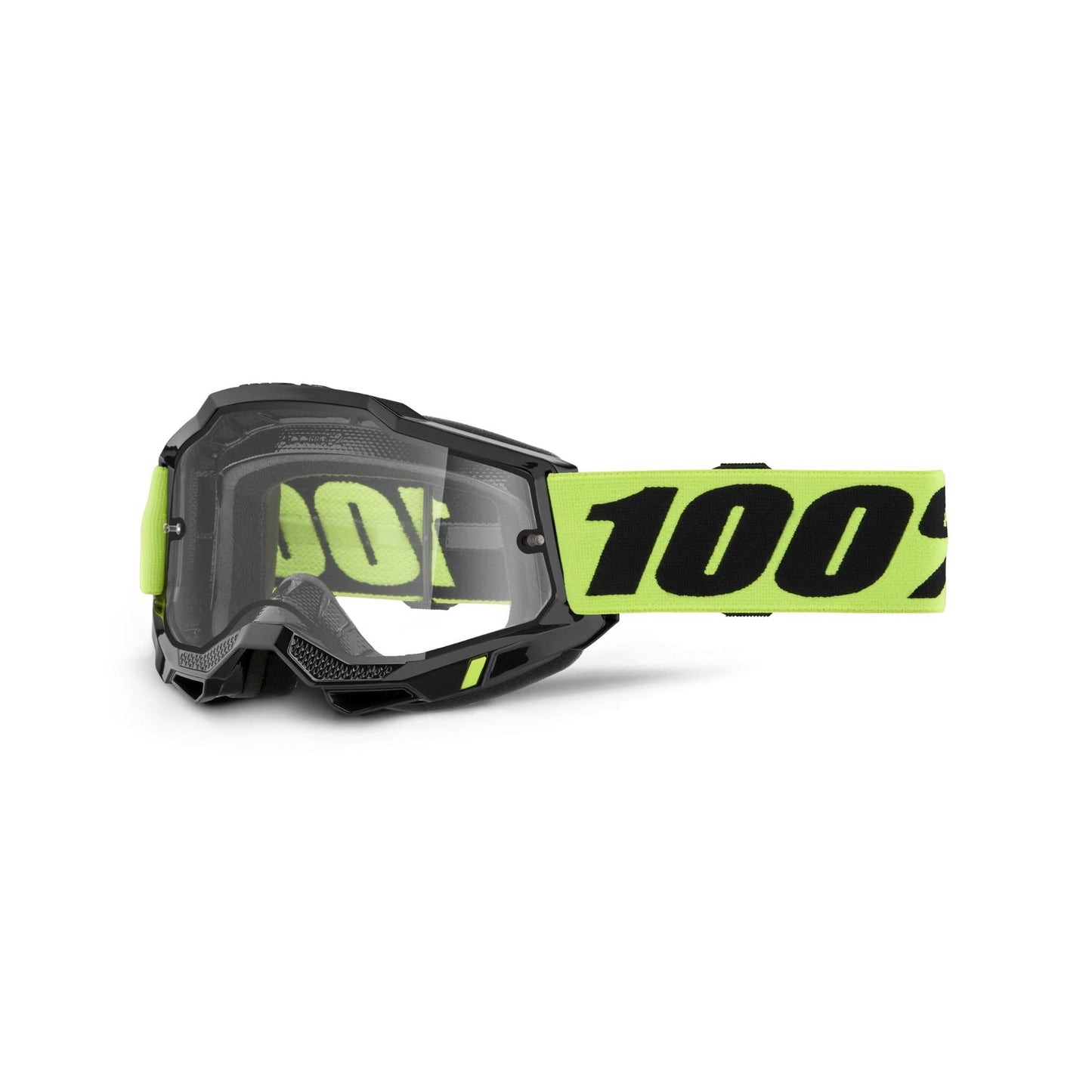 100% Accuri 2 Enduro Moto Goggles-Neon Yellow-Clear Lens-BRINK