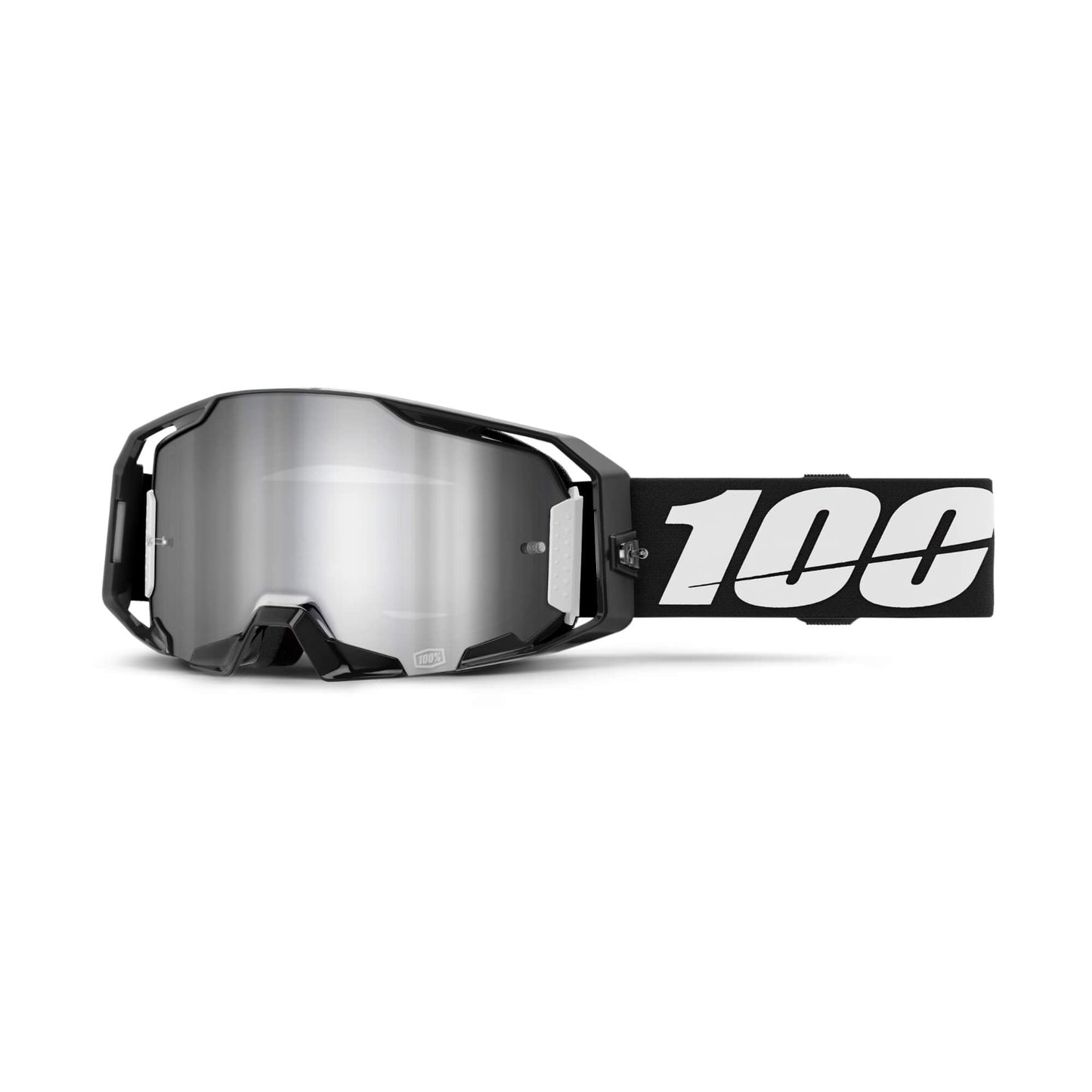 100% Armatic Goggles-Black-Mirror Silver Flash Lens-BRINK