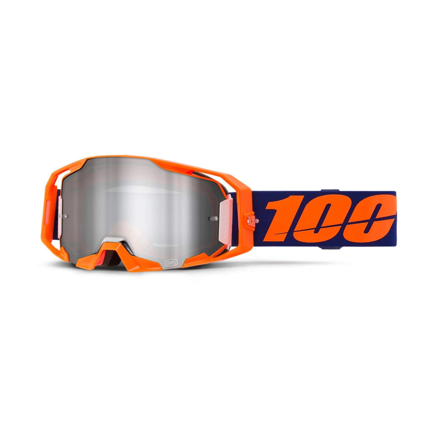 100% Armatic Goggles-Neon Orange-Mirror Silver Flash Lens-BRINK