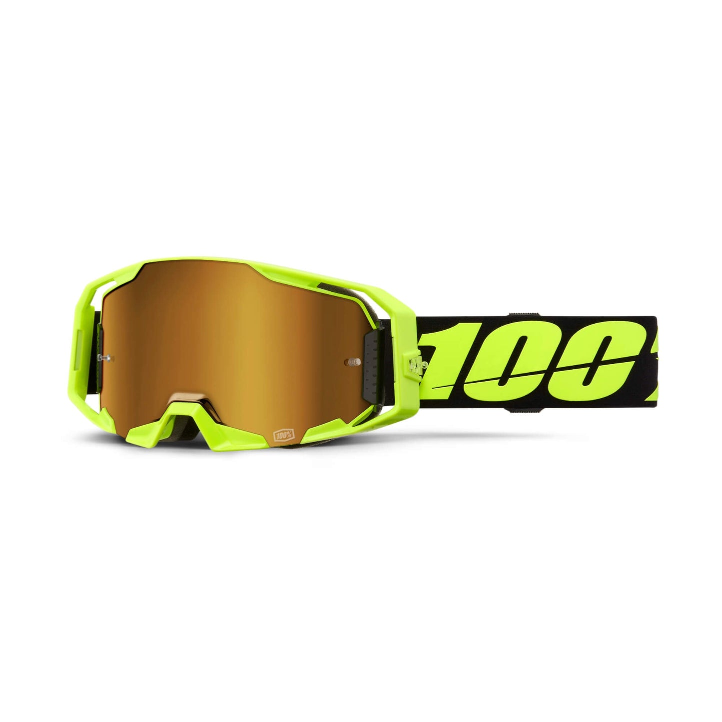 100% Armatic Goggles-Neon Yellow-Mirror True Gold Lens-BRINK