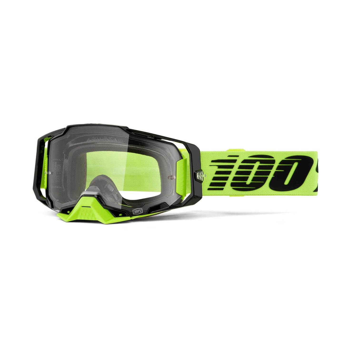 100% Armega Goggles-Neon Yellow-Clear Lens-BRINK