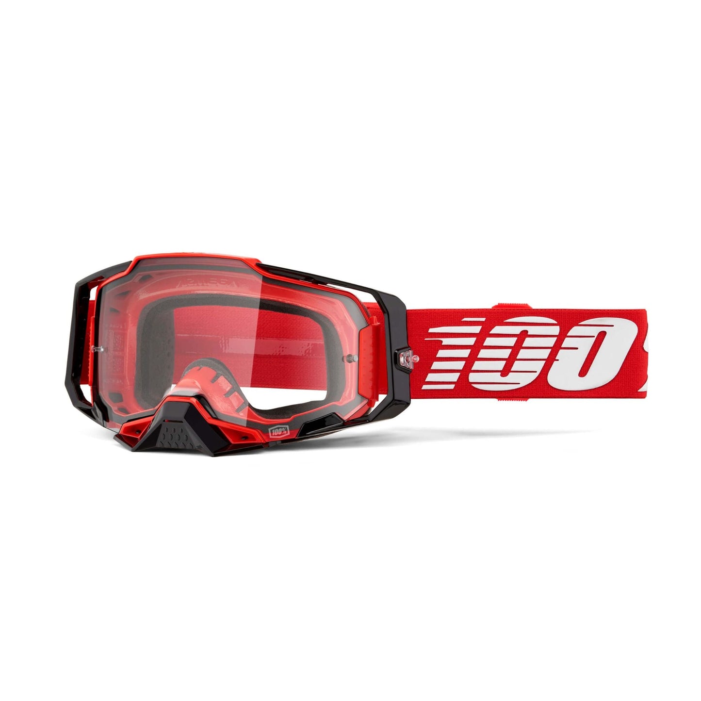 100% Armega Goggles-Red-Clear Lens-BRINK