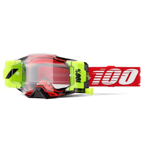 100% Armega Hiper Goggles-Red-Clear Lens-BRINK