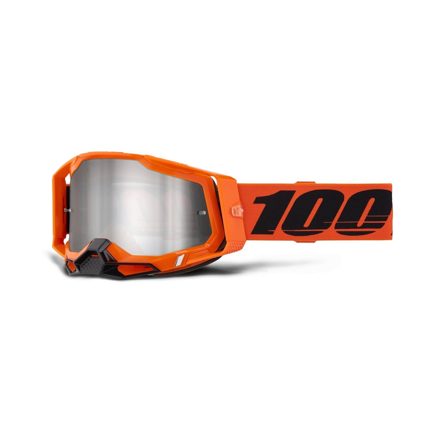 100% Racecraft 2 Goggles-Neon Orange-Mirror Silver Flash Lens-BRINK