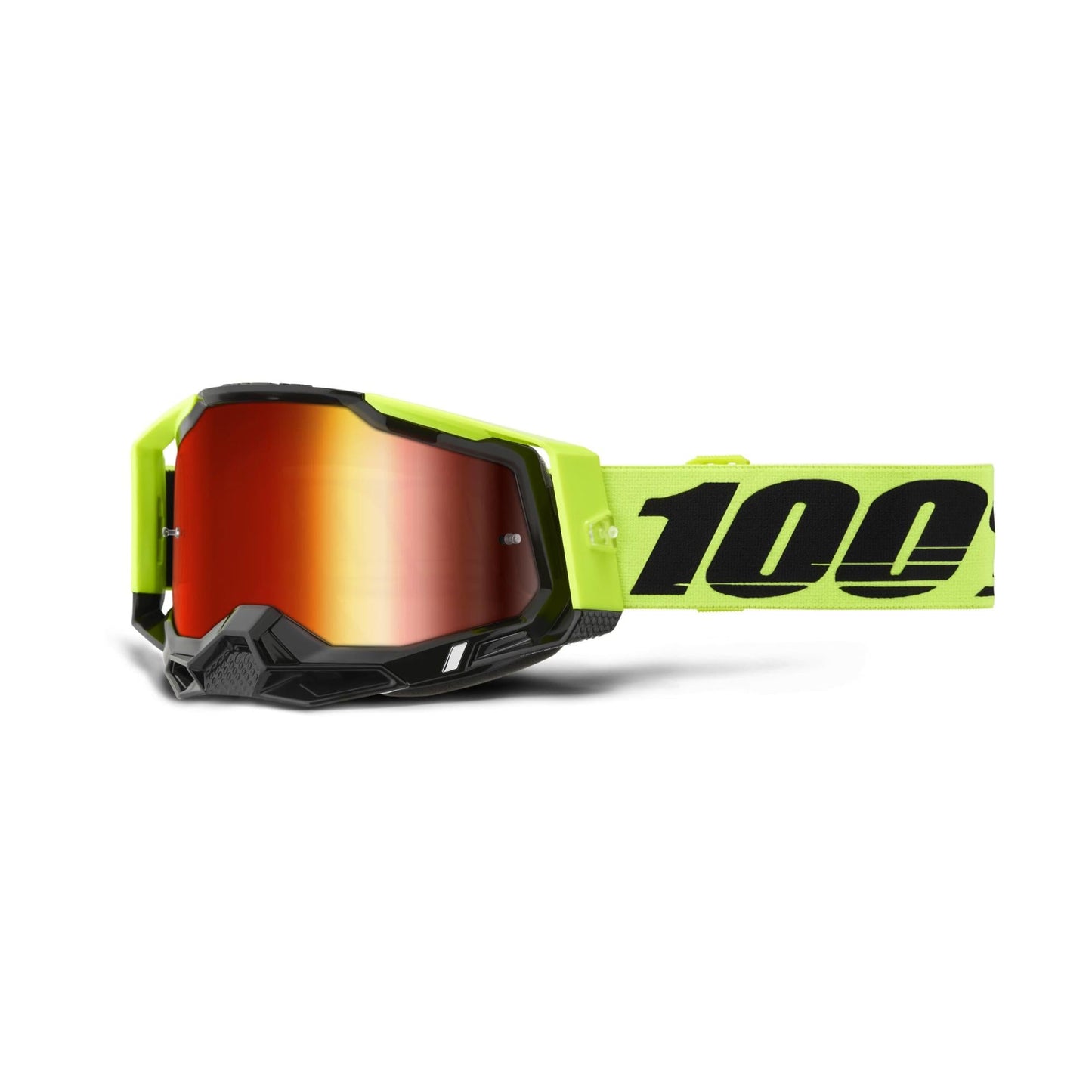 100% Racecraft 2 Goggles-Neon Yellow-Mirror Red Lens-BRINK