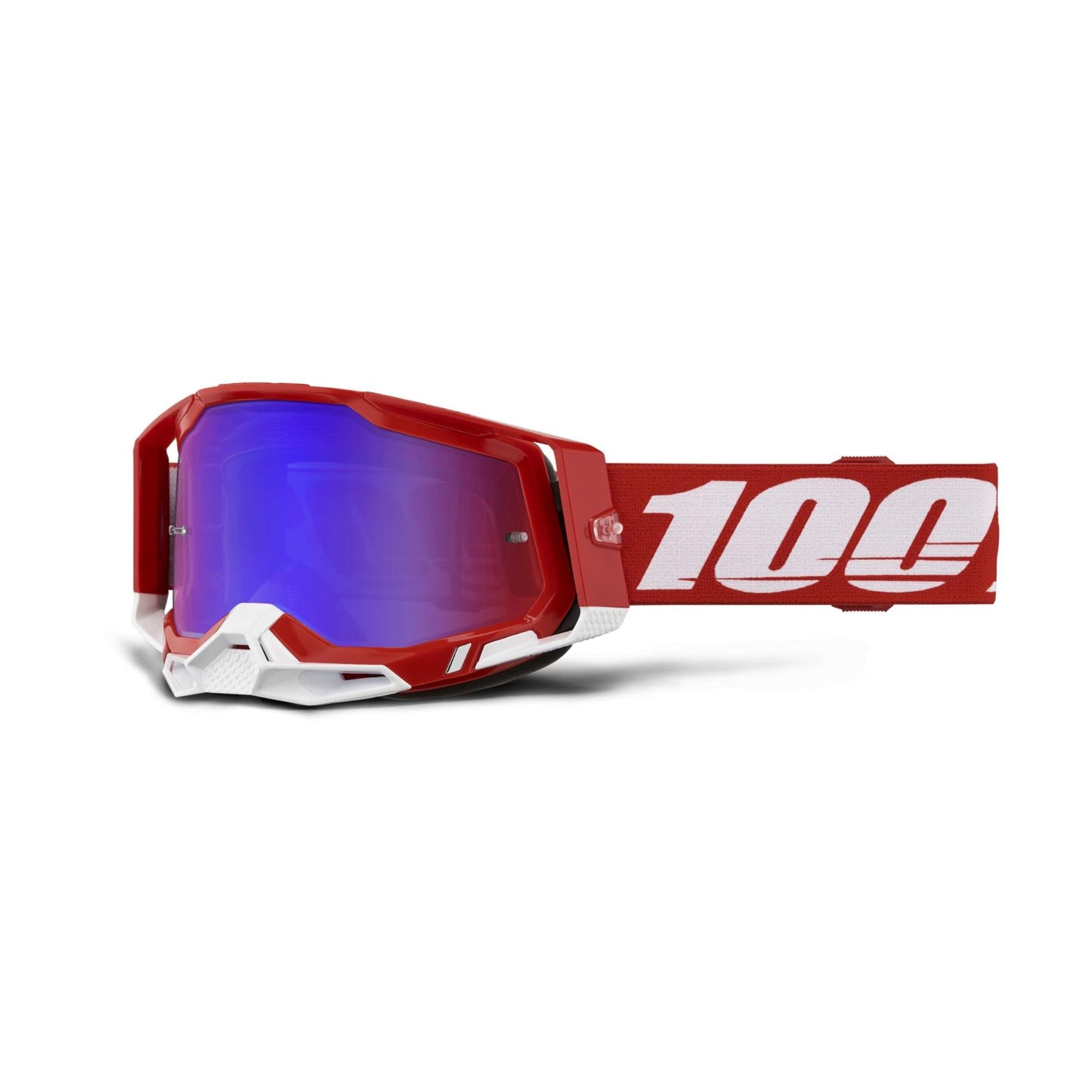 100% Racecraft 2 Goggles-Red-Mirror Red/Blue Lens-BRINK