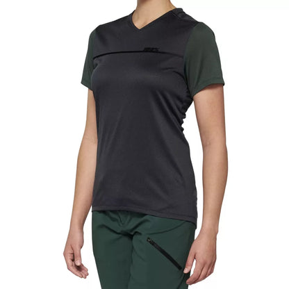 100% Ridecamp Women's Jersey Short Sleeve-Large-Forest Green-BRINK