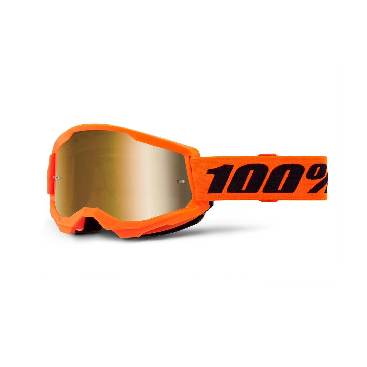 100% Strata 2 Goggles-Neon Orange-Mirror True Gold Lens-BRINK