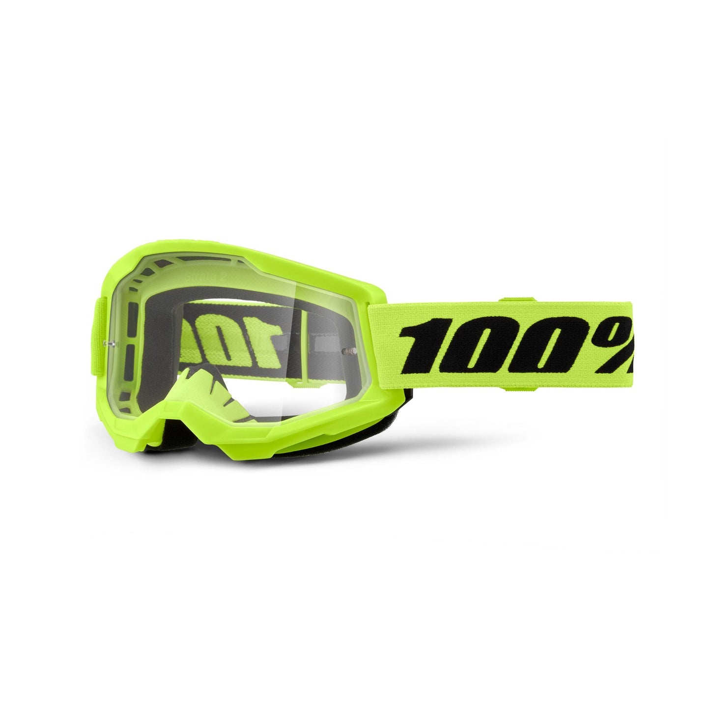 100% Strata 2 Goggles-Neon Yellow-Clear Lens-BRINK