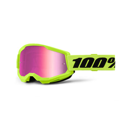 100% Strata 2 Goggles-Neon Yellow-Mirror Pink Lens-BRINK