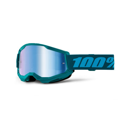 100% Strata 2 Goggles-Stone-Mirror Blue Lens-BRINK