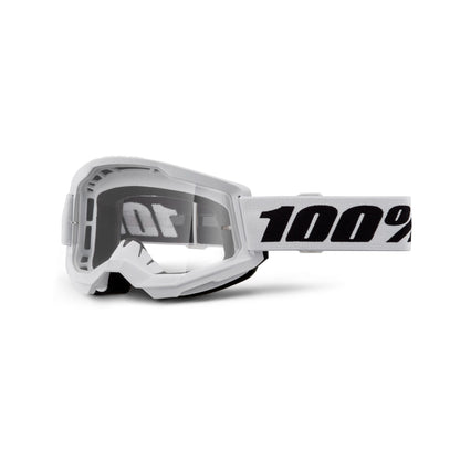 100% Strata 2 Goggles-White-Clear Lens-BRINK