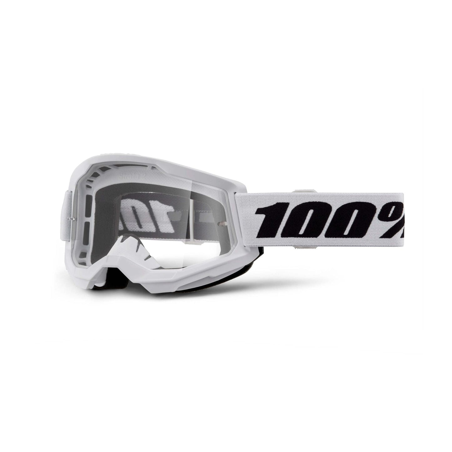 100% Strata 2 Junior Goggles-White-Clear Lens-BRINK