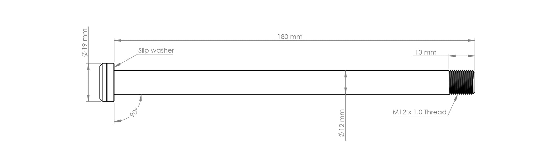 Burgtec 180mm x 12mm 1.00mm Pitch Rear Axle-BRINK