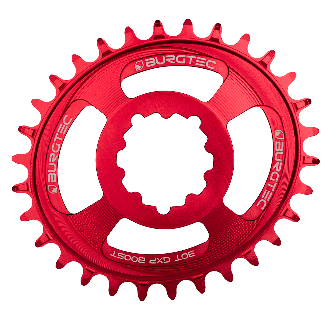 Burgtec SRAM Oval Thick Thin Chainring-30T-Race Red-Boost 3mm-BRINK