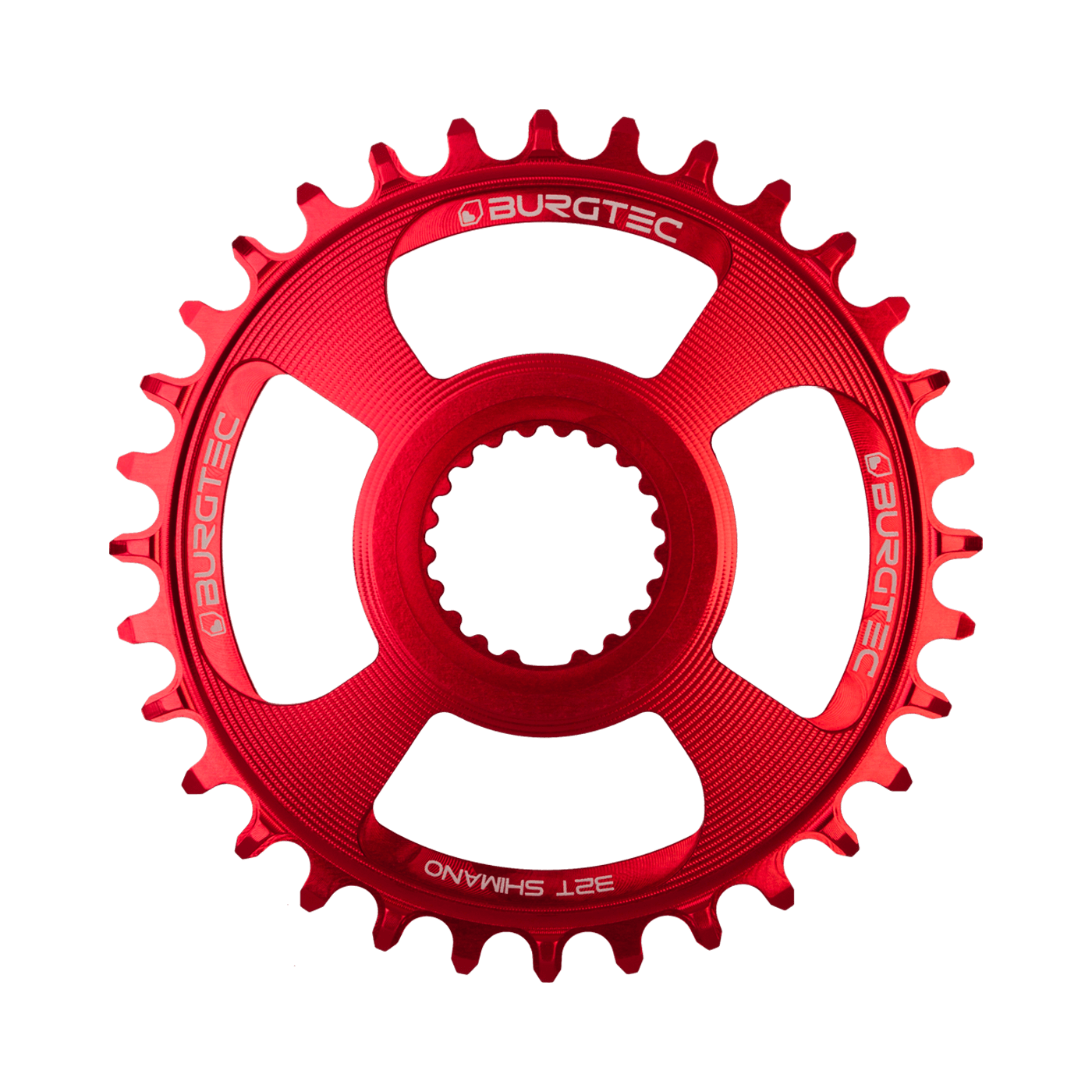 Burgtec Shimano Direct Mount Oval Thick Thin Chainring-30T-Race Red-BRINK