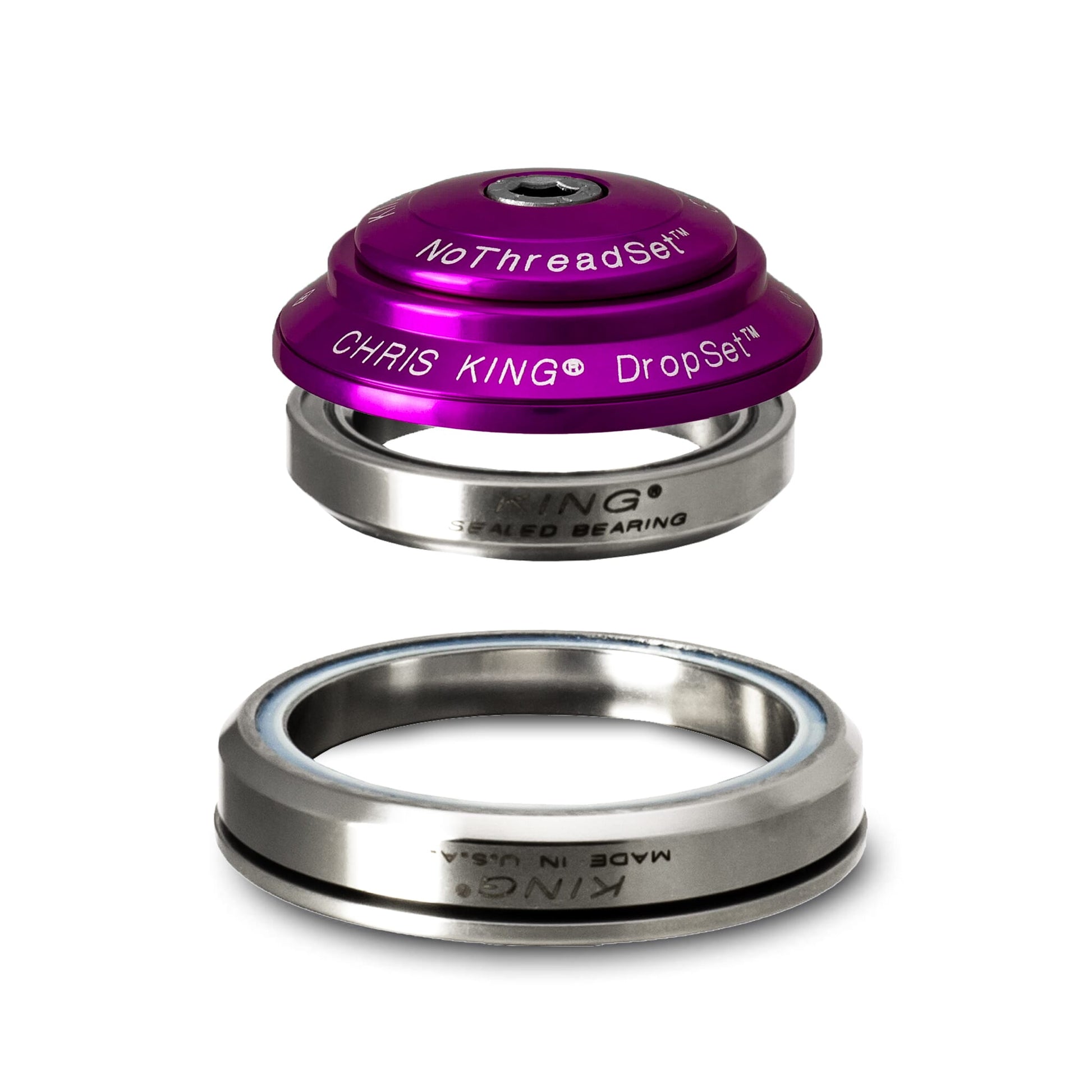 Chris King Dropset 2 Headset-IS42/28.6 - IS52/40-3D Violet-Ceramic Bearings-BRINK