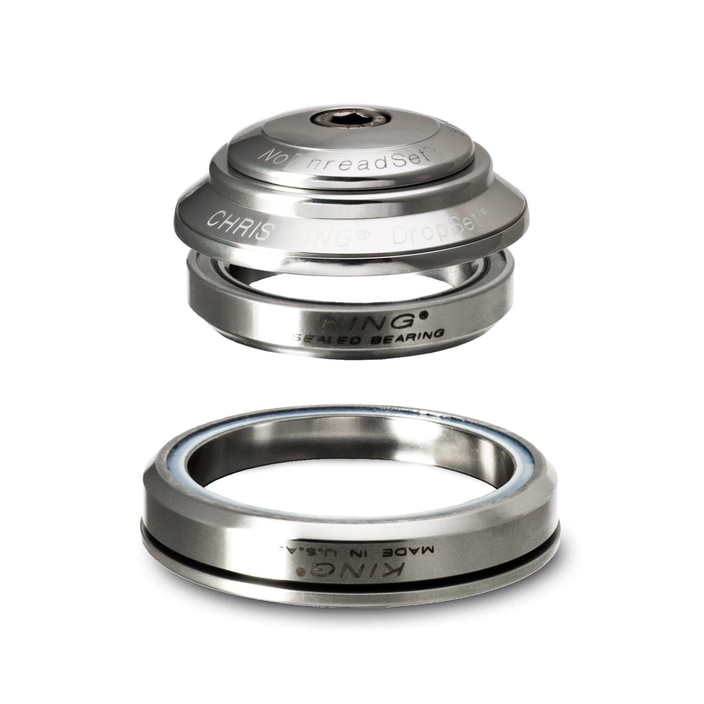 Chris King Dropset 3 Headset-IS41/28.6 - IS52/40-Silver-Ceramic Bearings-BRINK