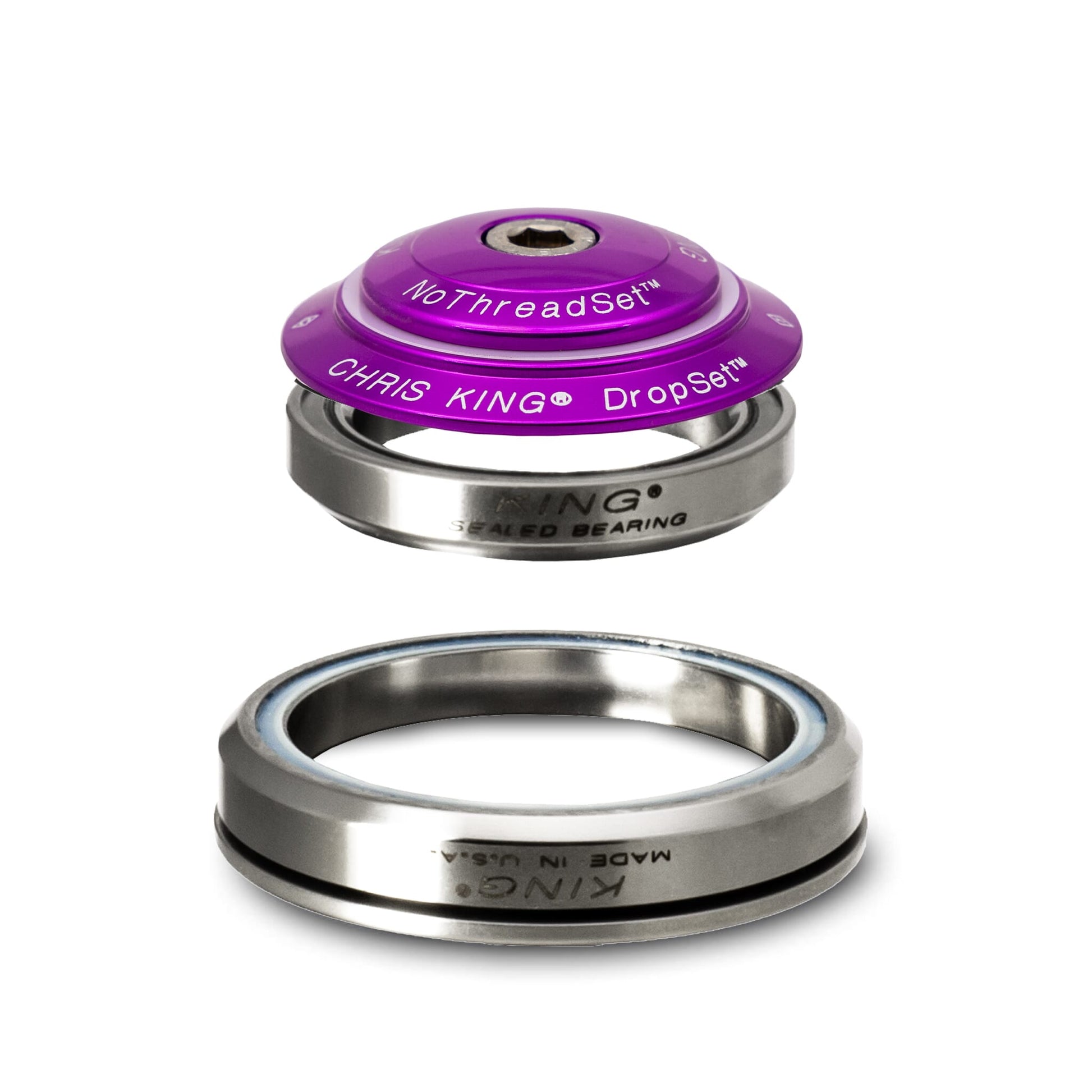 Chris King Dropset 5 Headset-IS42/28.6 - IS52/40-3D Violet-Ceramic Bearings-BRINK