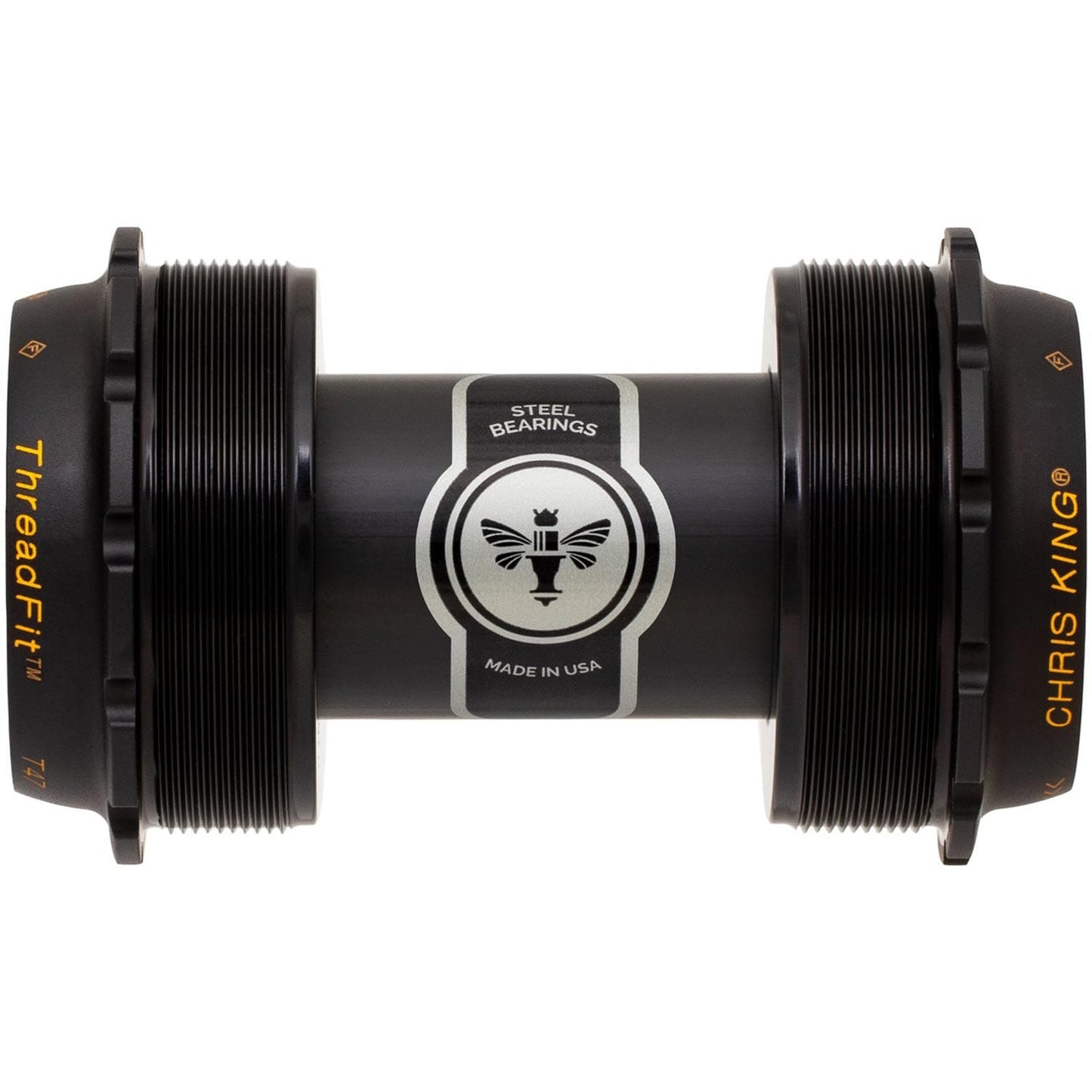 Chris King ThreadFit T47 24x Bottom Bracket-68-73mm-Two Tone Black/Gold-Ceramic Bearings-BRINK