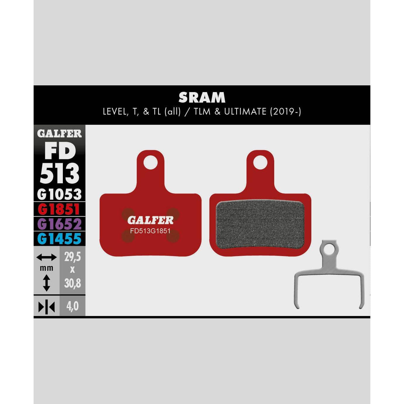 Galfer Advanced Disc Brake Pads-SRAM Small 2 Piston OE-Steel-BRINK
