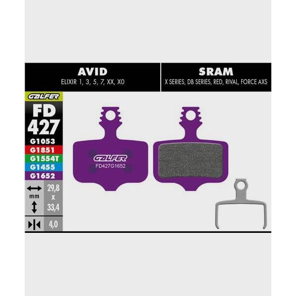 Galfer E-Bike Disc Brake Pads-SRAM Small 2 Piston Aftermarket-Steel-BRINK