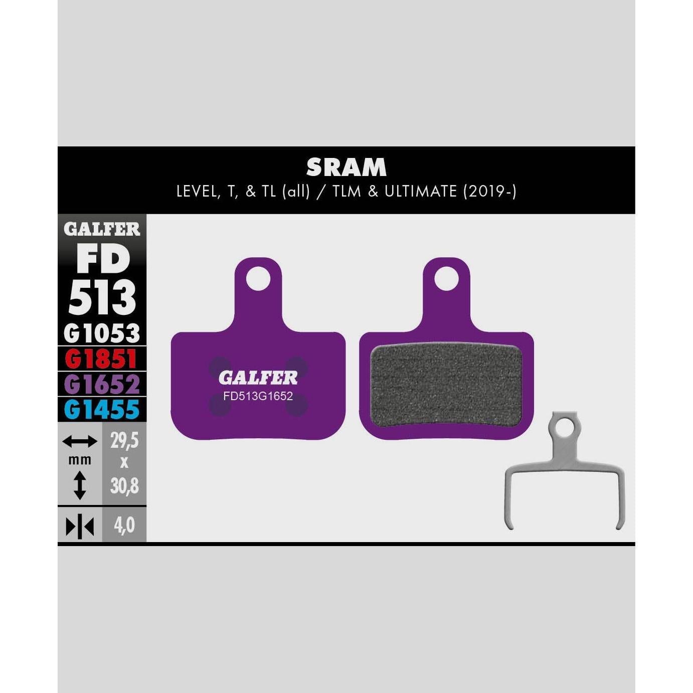 Galfer E-Bike Disc Brake Pads-SRAM Small 2 Piston OE-Steel-BRINK