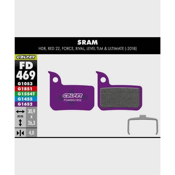 Galfer E-Bike Disc Brake Pads-SRAM Small Asymmetric-Steel-BRINK