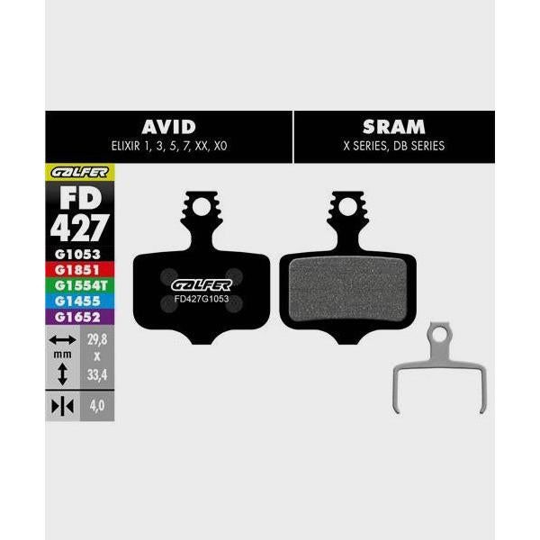 Galfer Performance Disc Brake Pads-SRAM Small 2 Piston Aftermarket-Steel-BRINK