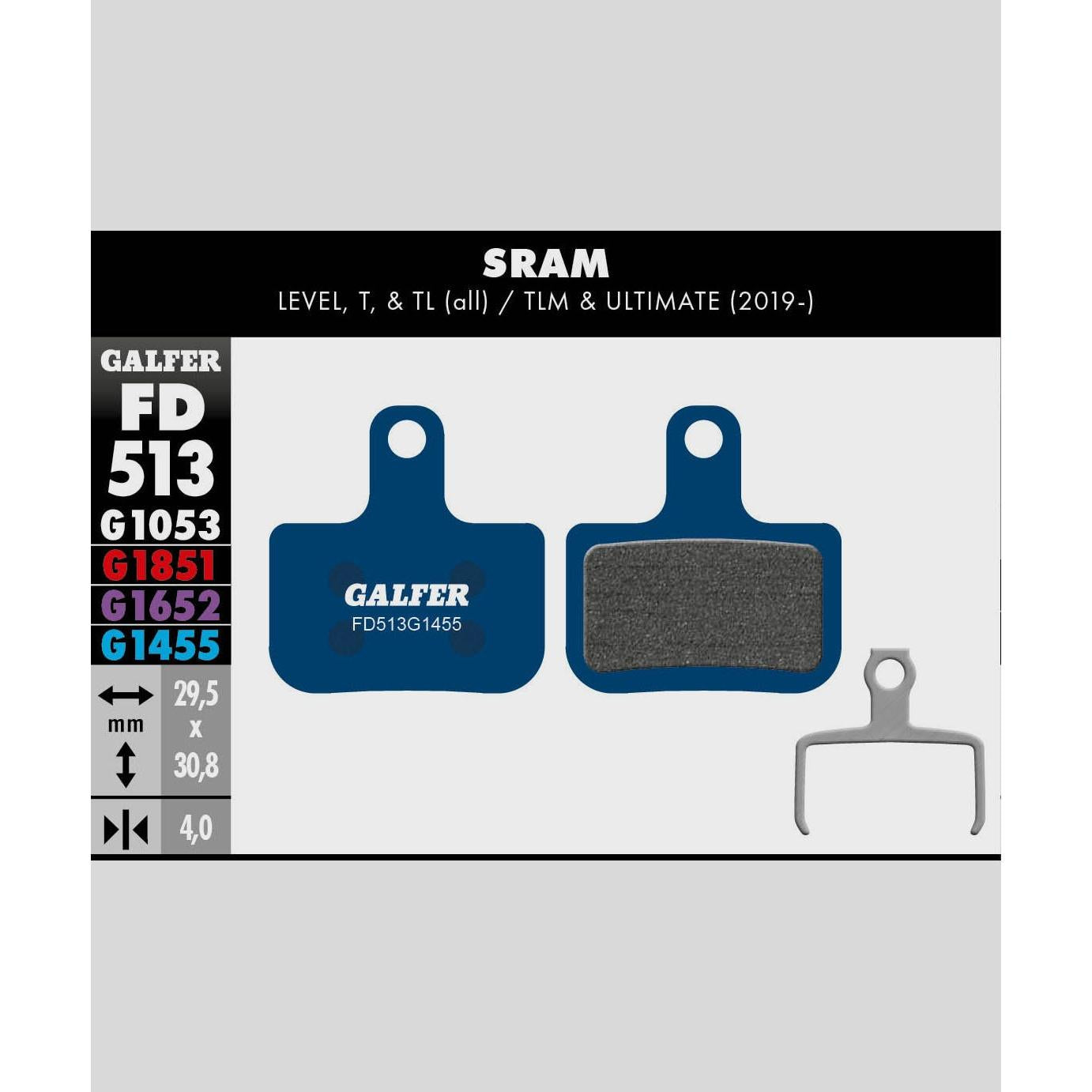Galfer Road Disc Brake Pads-SRAM Small 2 Piston OE-Steel-BRINK
