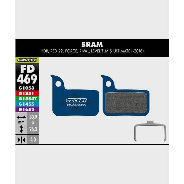 Galfer Road Disc Brake Pads-SRAM Small Asymmetric-Steel-BRINK