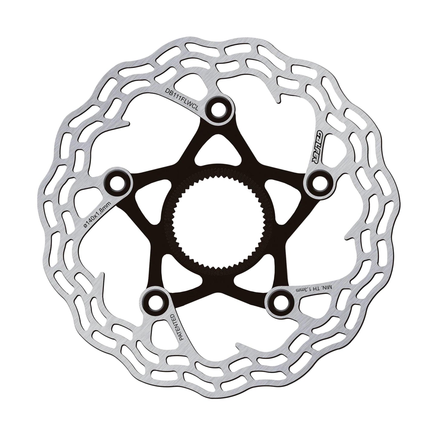 Galfer Shark Road Rotor-Centre Lock-140 x 1.8mm-Black-BRINK