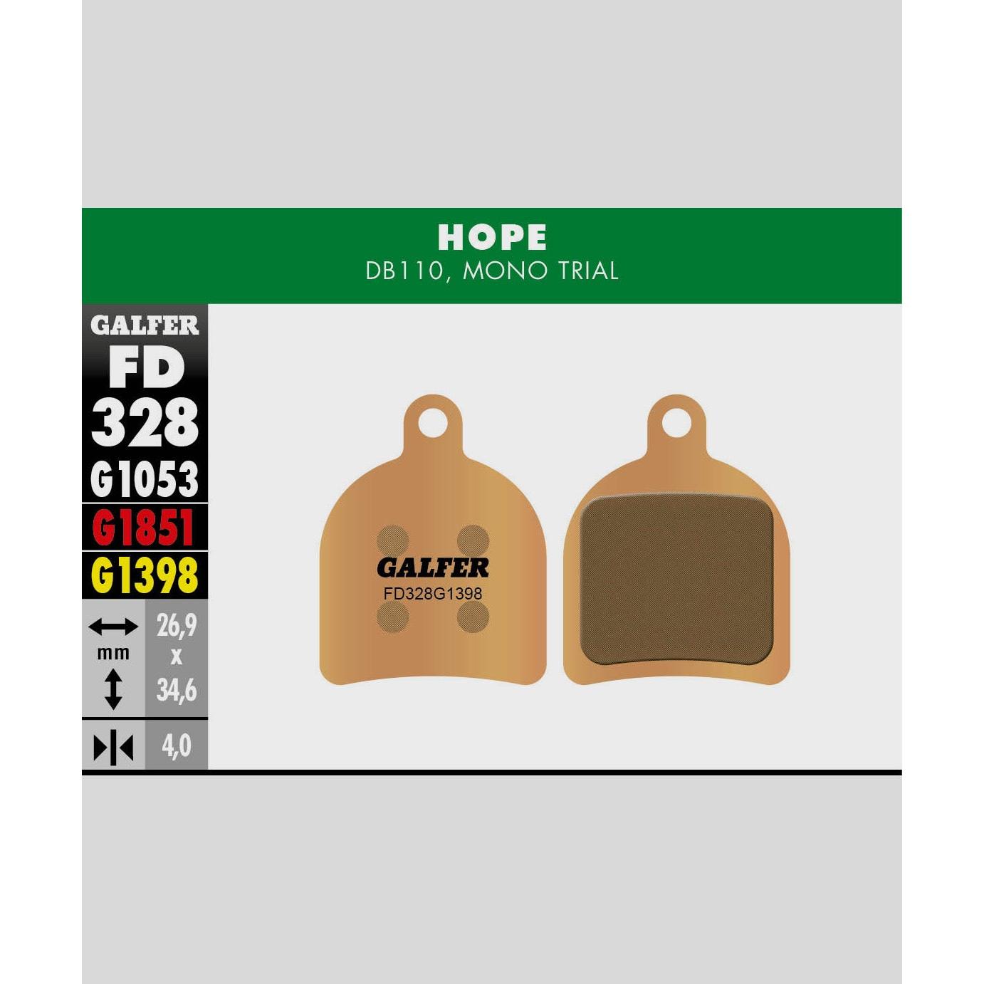 Galfer Sintered Disc Brake Pads-Hope Mono Trial-Steel-BRINK