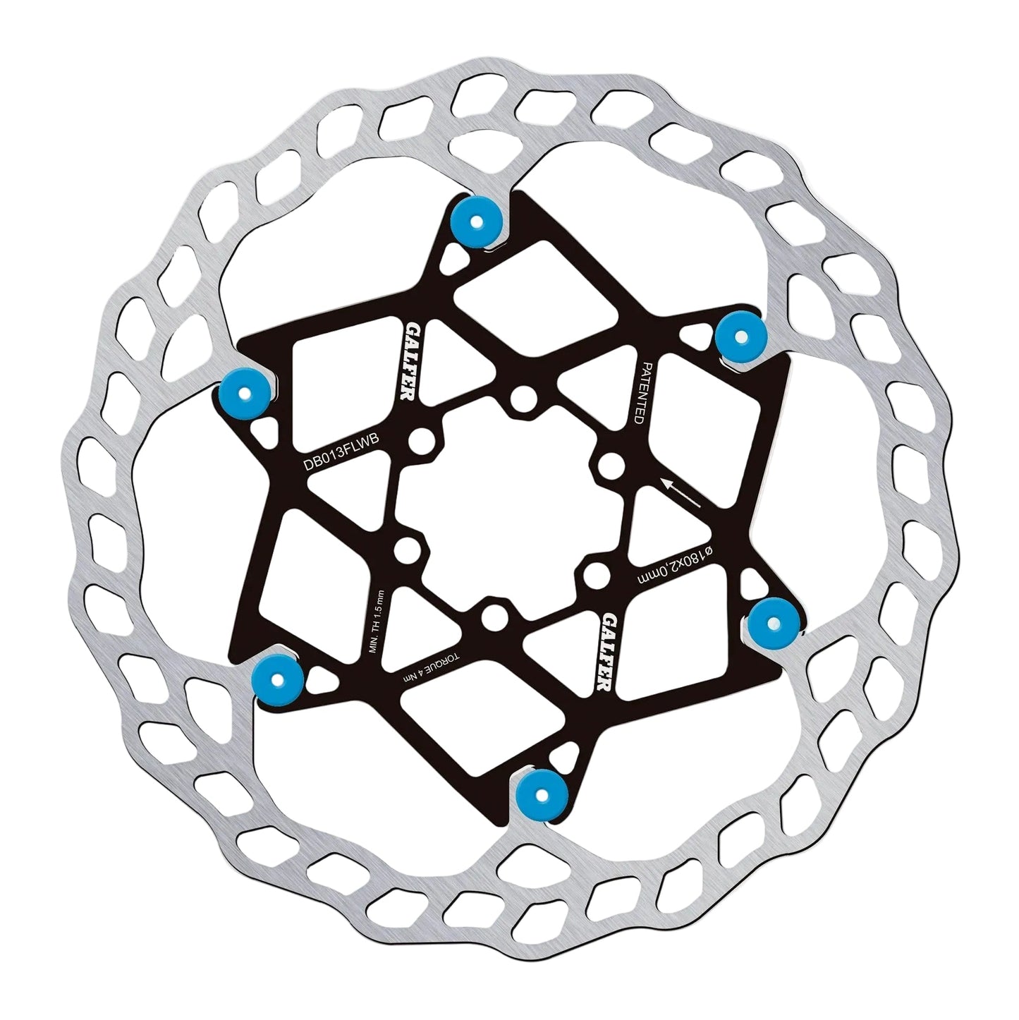 Galfer Wave Floating Rotor-6 Bolt-180 x 2.0mm-Blue Pins-BRINK