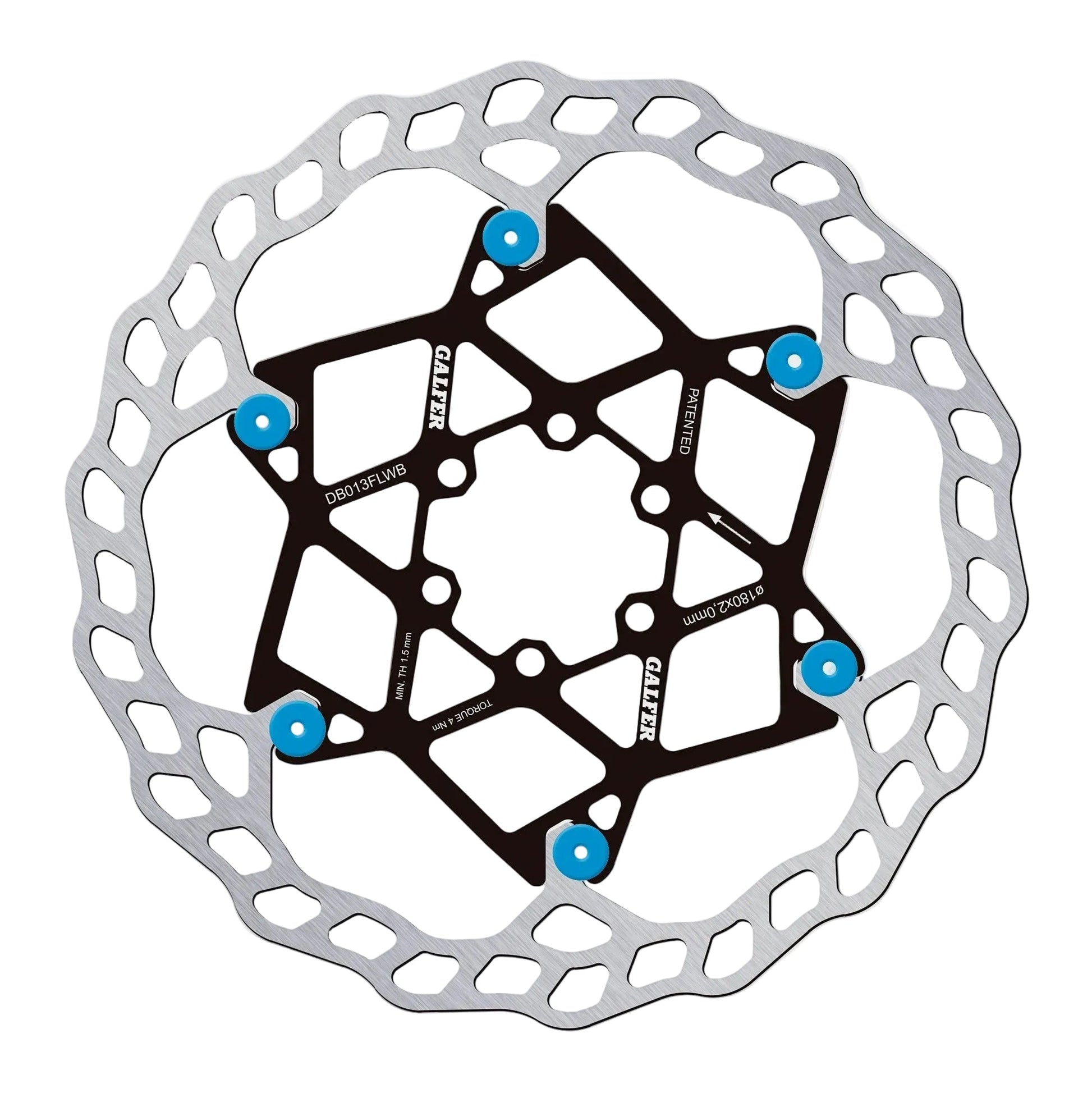 Galfer Wave Floating Rotor-6 Bolt-180 x 2.0mm-Blue Pins-BRINK