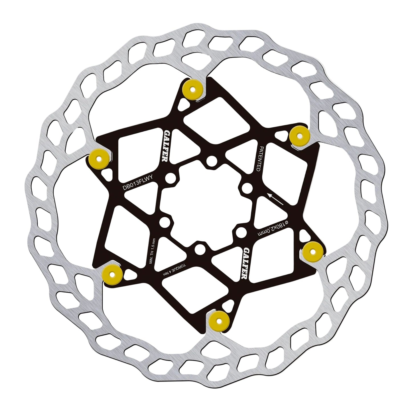 Galfer Wave Floating Rotor-6 Bolt-180 x 2.0mm-Gold Pins-BRINK