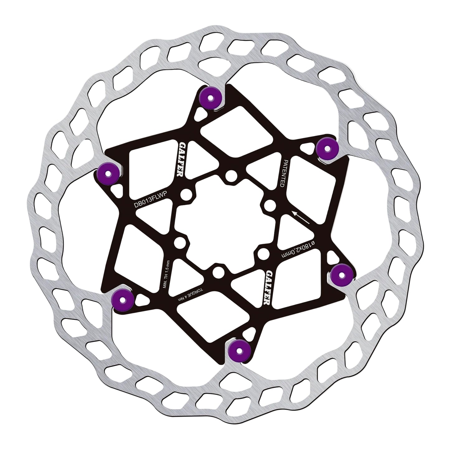 Galfer Wave Floating Rotor-6 Bolt-180 x 2.0mm-Purple Pins-BRINK