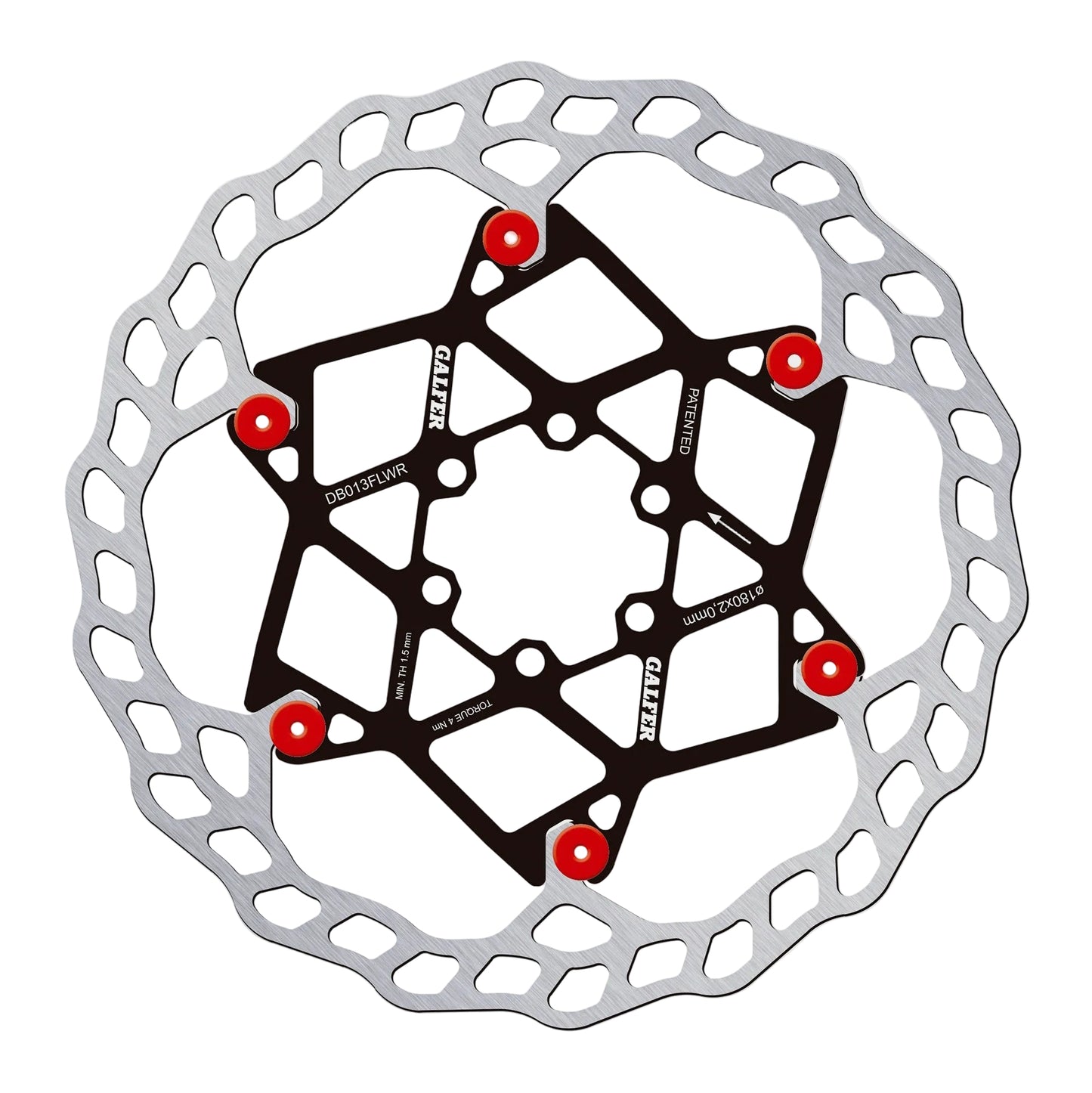 Galfer Wave Floating Rotor-6 Bolt-180 x 2.0mm-Red Pins-BRINK