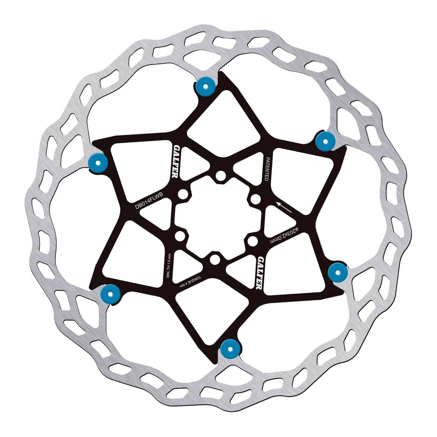 Galfer Wave Floating Rotor-6 Bolt-203 x 2.0mm-Blue Pins-BRINK