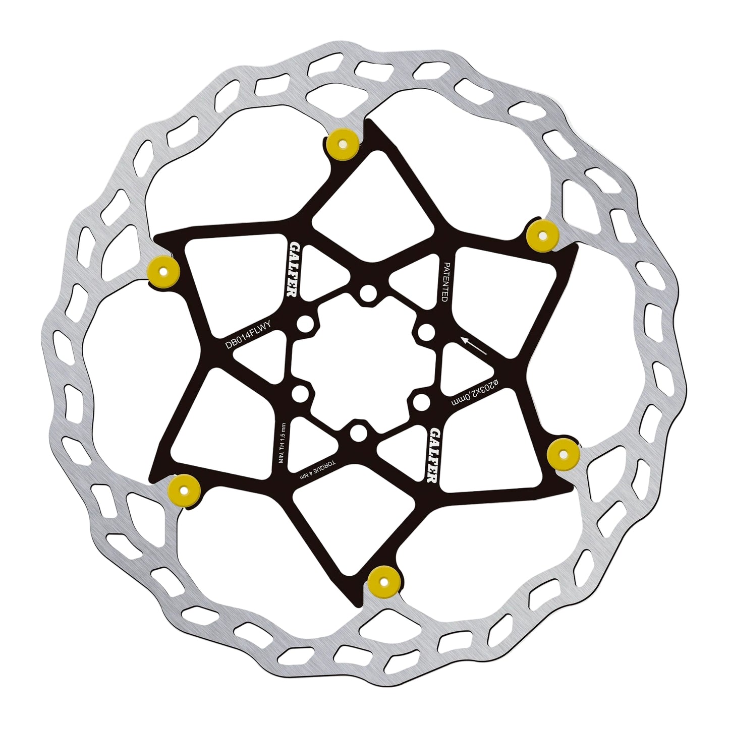 Galfer Wave Floating Rotor-6 Bolt-203 x 2.0mm-Gold Pins-BRINK