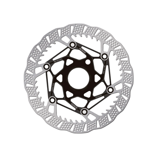 Disc brake rotor on a light gray background