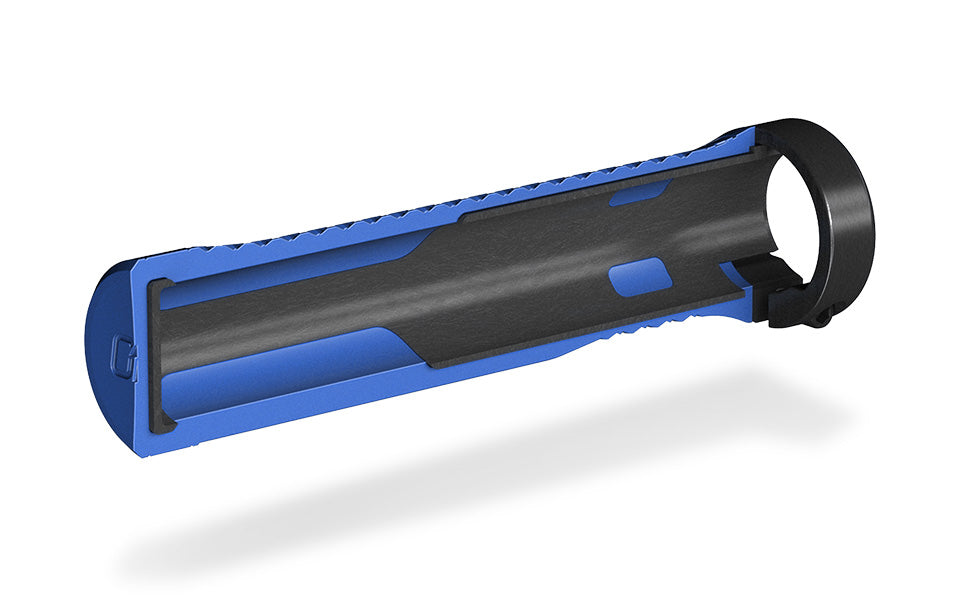 Cutaway showing the rubber and plastic carrier of the original OneUp Grip