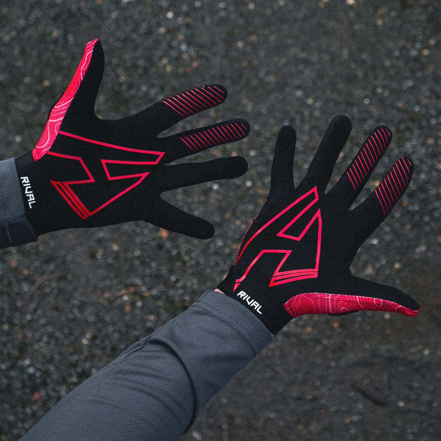 Helfare Rival Gloves-M-Topographic Red-BRINK